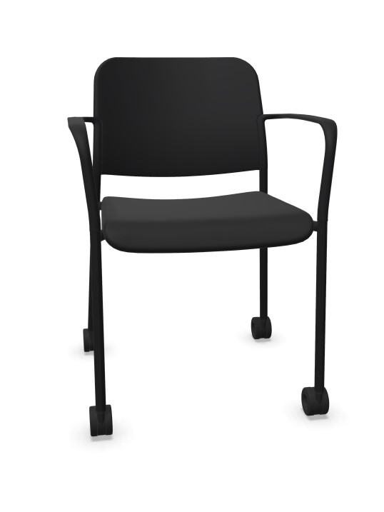 Profim - Zoo - 4-Fuß auf Rollen - Sitz gepolstert - Rückenlehne aus Kunststoff